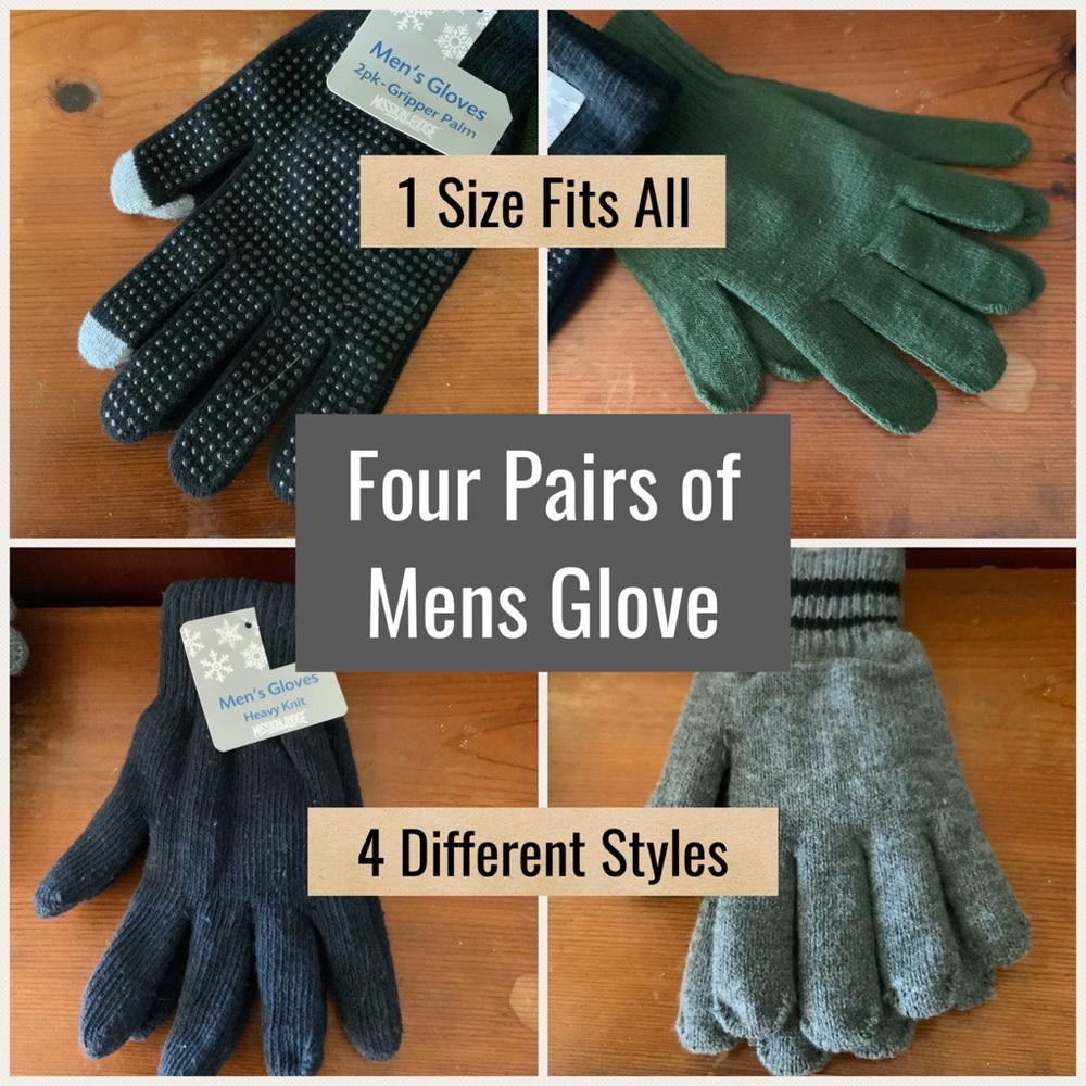3 Pairs Mens Gloves Heavy Knit Sleek Thin Stretch Grip Touchscreen Versatile OS